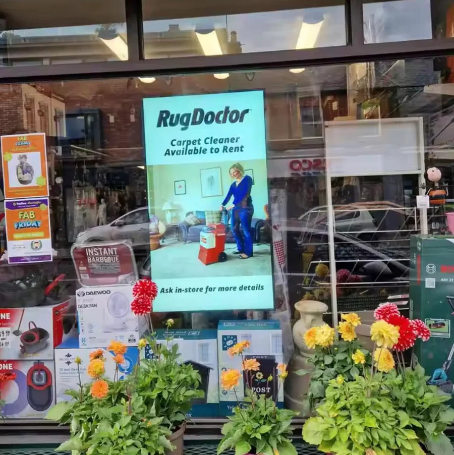 55" Single-Sided 2500nits High Bright Window LCD Poster Display, Android RK3568 2G+32G, Non-Touch, Cloud/APP/USB, Wall-Mount/Floor Stand/Suspended Installation