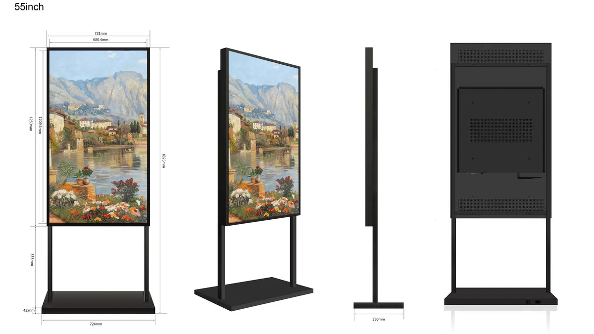 55" Single-Sided 2500nits High Bright Window LCD Poster Display, Android RK3568 2G+32G, Non-Touch, Cloud/APP/USB, Wall-Mount/Floor Stand/Suspended Installation