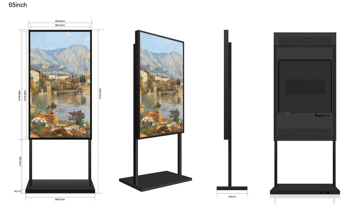 65" Single-Sided 2500nits High Bright Window LCD Poster Display, Android RK3568 2G+32G, Non-Touch, Cloud/APP/USB, Wall-Mount/Floor Stand/Suspended Installation