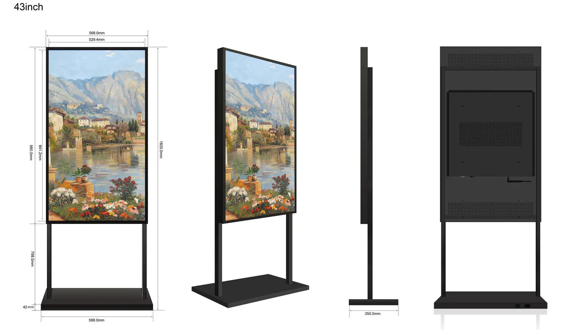 43" Single-Sided 2500nits High Bright Window LCD Digital Signage, Android RK3568 2G+32G, Non-Touch, Cloud/APP/USB, Wall-Mount/Floor Stand/Suspended Installation