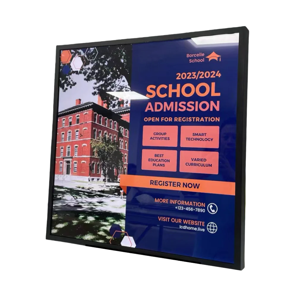 SQ Series 27.7 Inch (465×529mm Viewable) Square LCD Monitor Screen, Content Upload via Cloud / APP / USB Disk