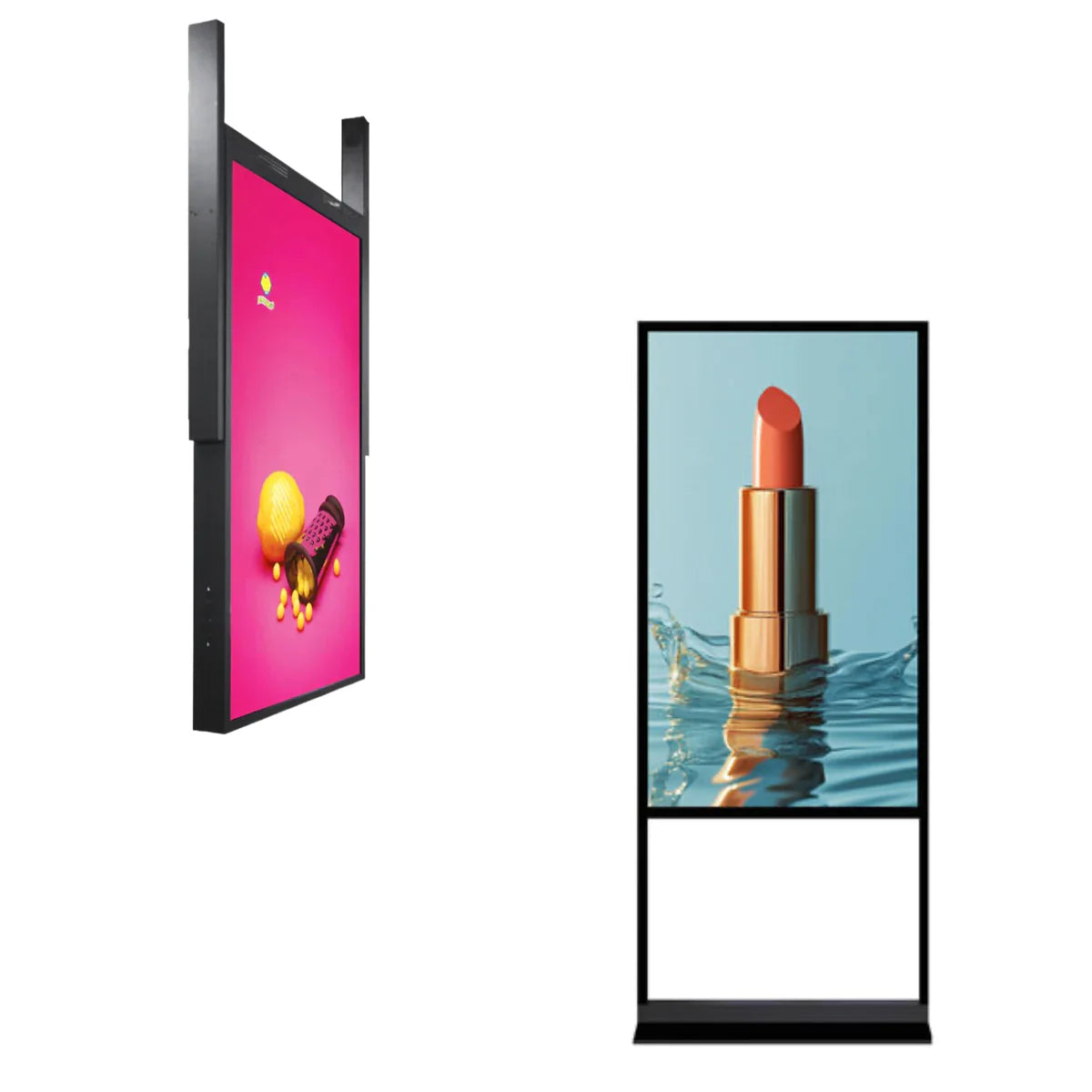 55" Double-Sided High Bright LCD Window Display, 2500nits Front + 700nits Back, Android 2+32G, Non-Touch, Cloud/APP/USB, Hanging/Floor Stand