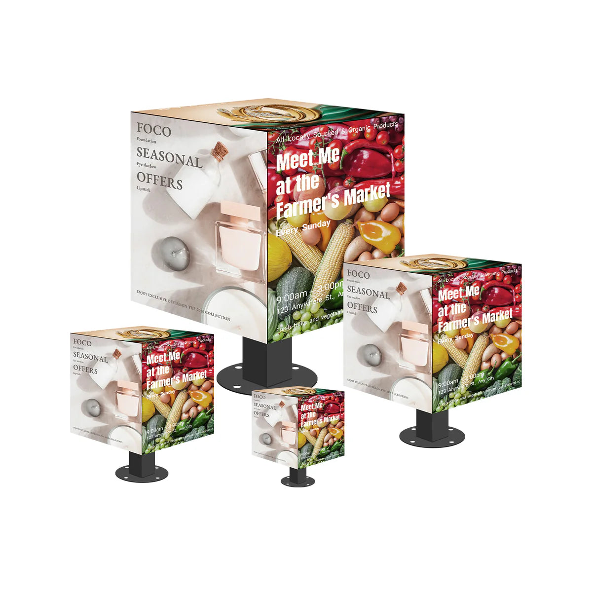 MG Series Multi-Option Magic Cubic LED Display –640 mm | P2.5 | 5 Face | Outdoor | Display Cube for Retail & Events