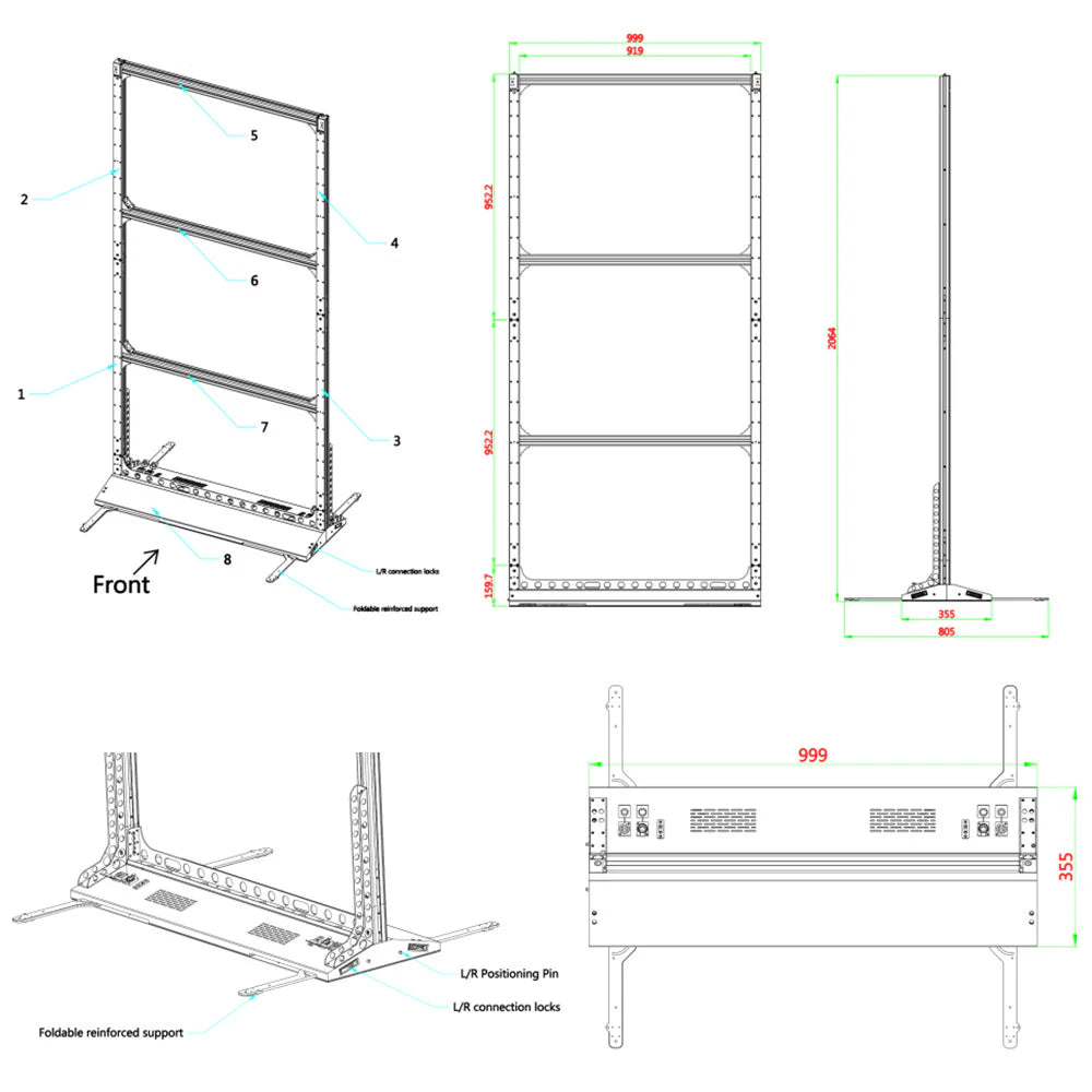BP-RS Series Rolling LED Standee | 1000×2000mm | P2.6 / P1.95 / P1.56 / P1.25 | Lightweight, Flexible & Portable | Floor-standing with Detachable Frame
