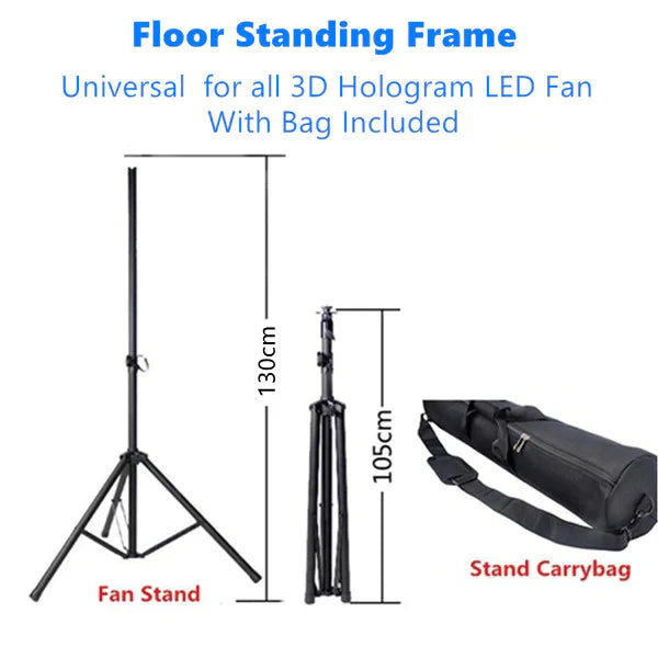Fan-S Series Stand & Mount Options for 3D Hologram Fan | Floor Stand / Ceiling Mount (No Housing) | Compatible with F Series ≤100cm | Black Finish