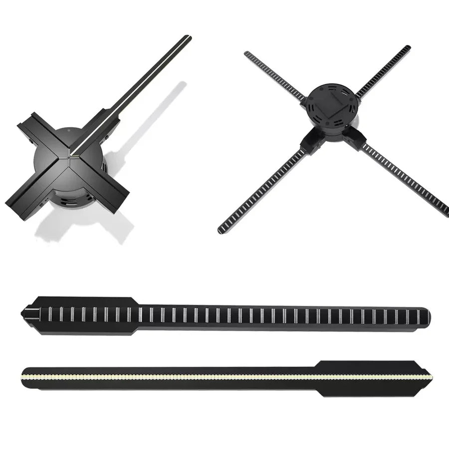 Fan-S Series 3D Hologram Fan LED Display – 52cm to 65cm (20.5”–25.6”) | High Brightness Holographic Advertising Projector | Fan Only / with Transparent Protective Cover (Protective Housing) / with Black Background Cover (Protective Housing)