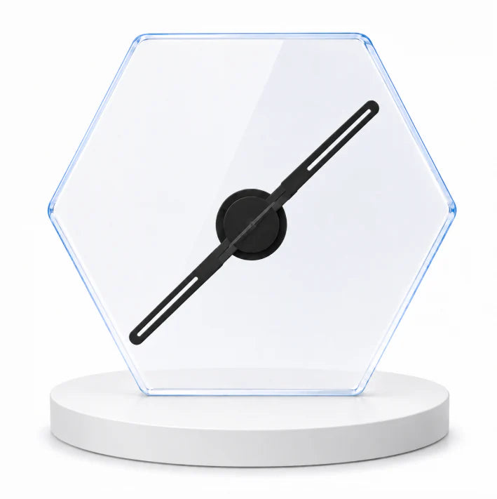 FL-S Series | Asynchronous Control | 18cm to 42cm (7.1–16.5 inch) | 3D Holographic Fan | Transparent Square Protective Housing | Store Holographic Display | 2 Blades