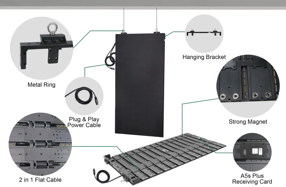 BP-RS Series Rolling LED Standee | 500×1000mm | P2.6 / P1.95 / P1.56 / P1.25 | Lightweight, Flexible & Portable | Supports Hanging & Magnetic Installation