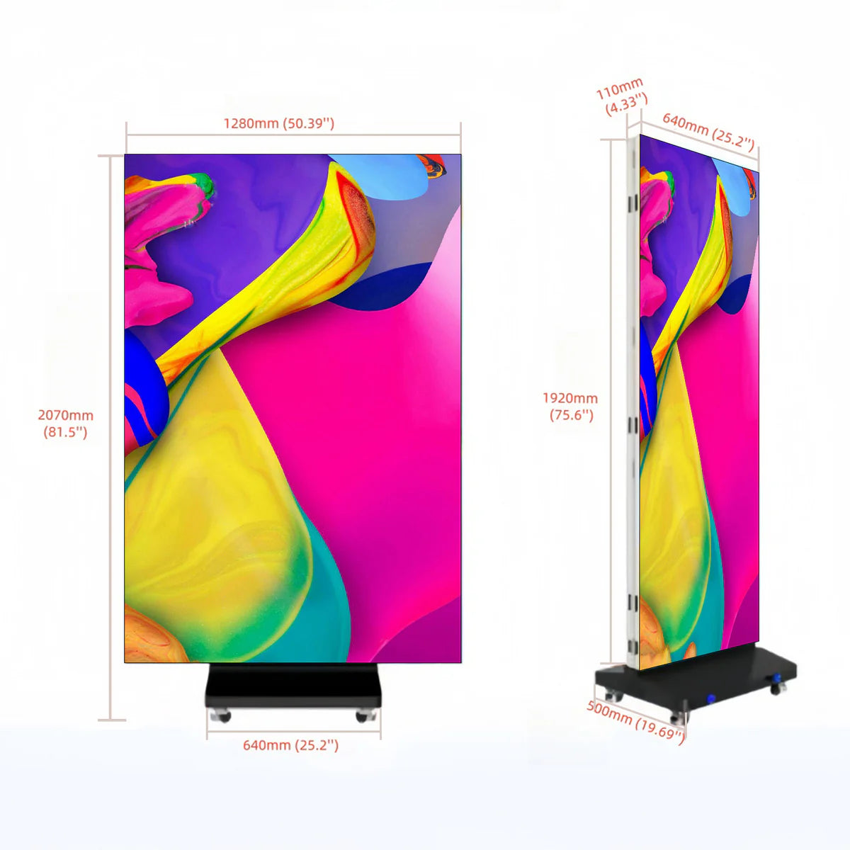 BP-TR Series Tri-Fold LED Poster Sign | Foldable 1280×1920mm Panel | P2.5 / P2 / P1.86 / P1.53 | GOB Surface | Portable Indoor Kiosk Display