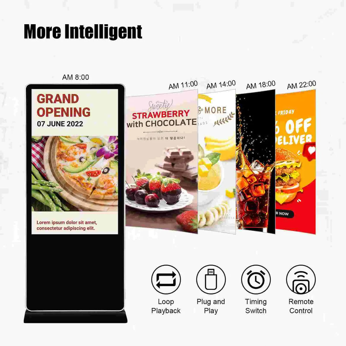 65‘’ Single-Sided Indoor Floor Stand LCD Digital Poster with Wheel Base | | Android RK3568 2GB+16GB | Non-Touch / Infrared / Capacitive Touch | CMS Preinstalled