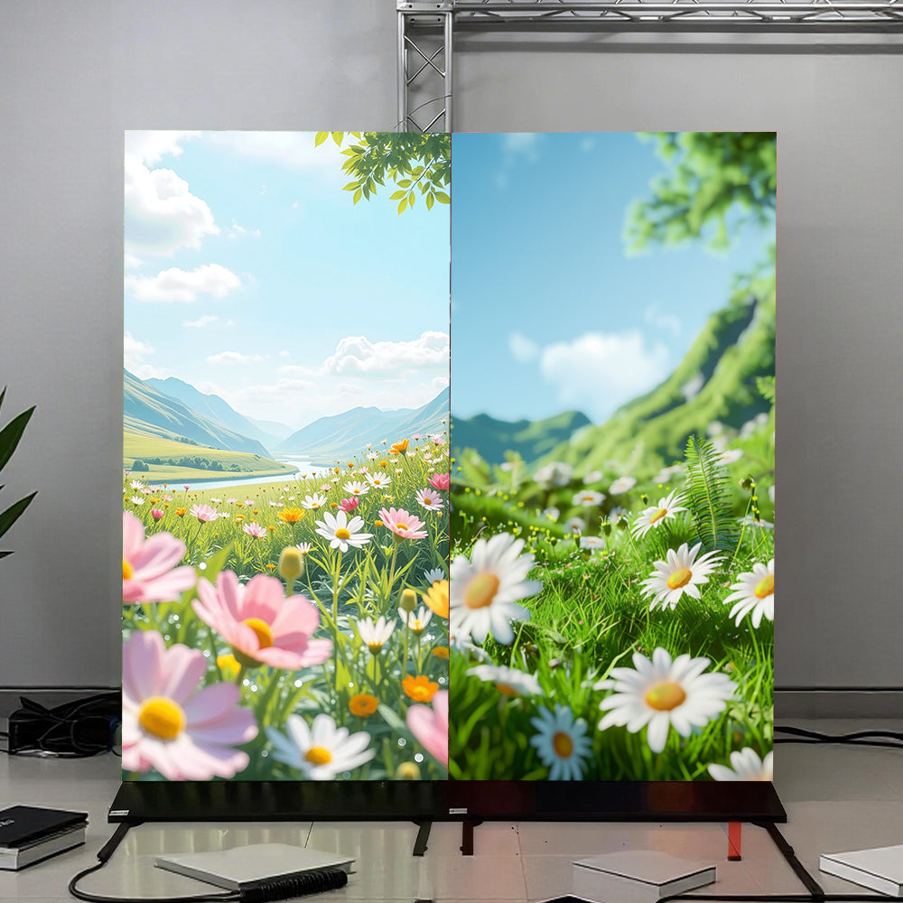 BP-RS Series Rolling LED Standee | 1000×2000mm | P2.6 / P1.95 / P1.56 / P1.25 | Lightweight, Flexible & Portable | Floor-standing with Detachable Frame