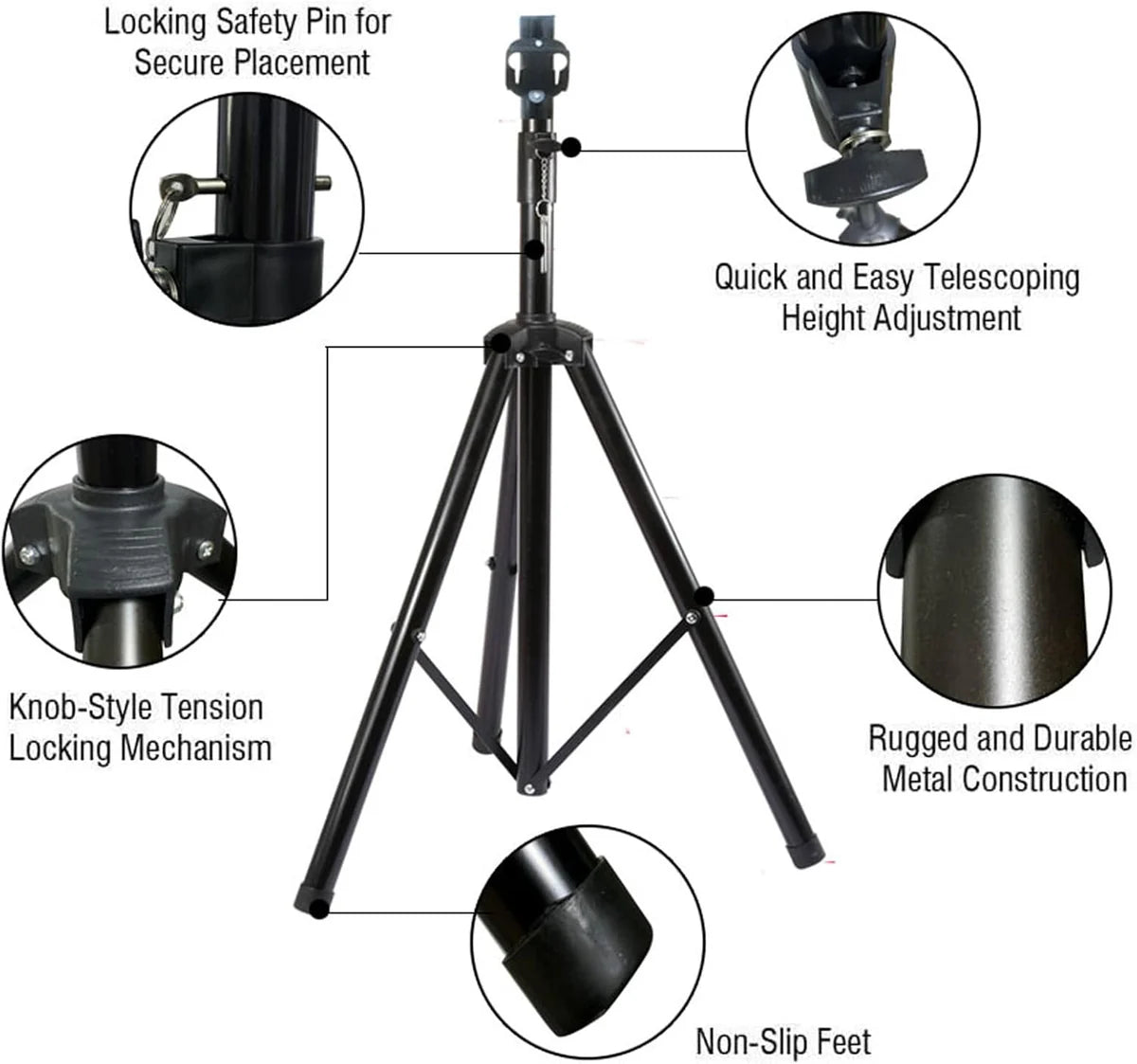 Fan-S Series Stand & Mount Options for 3D Hologram Fan | Floor Stand / Ceiling Mount (No Housing) | Compatible with F Series ≤100cm | Black Finish