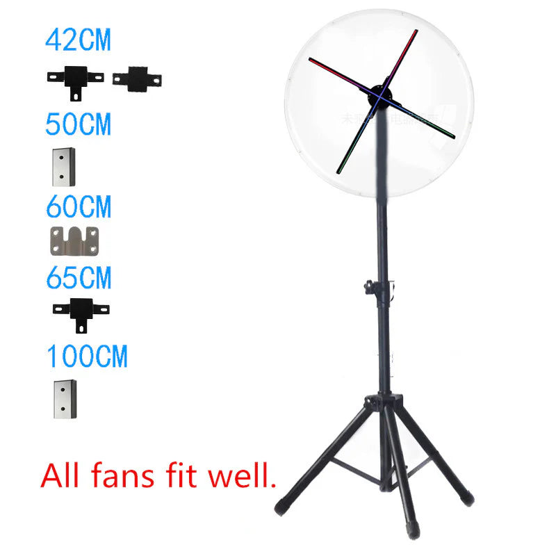 Fan-S Series Stand & Mount Options for 3D Hologram Fan | Floor Stand / Ceiling Mount (No Housing) | Compatible with F Series ≤100cm | Black Finish