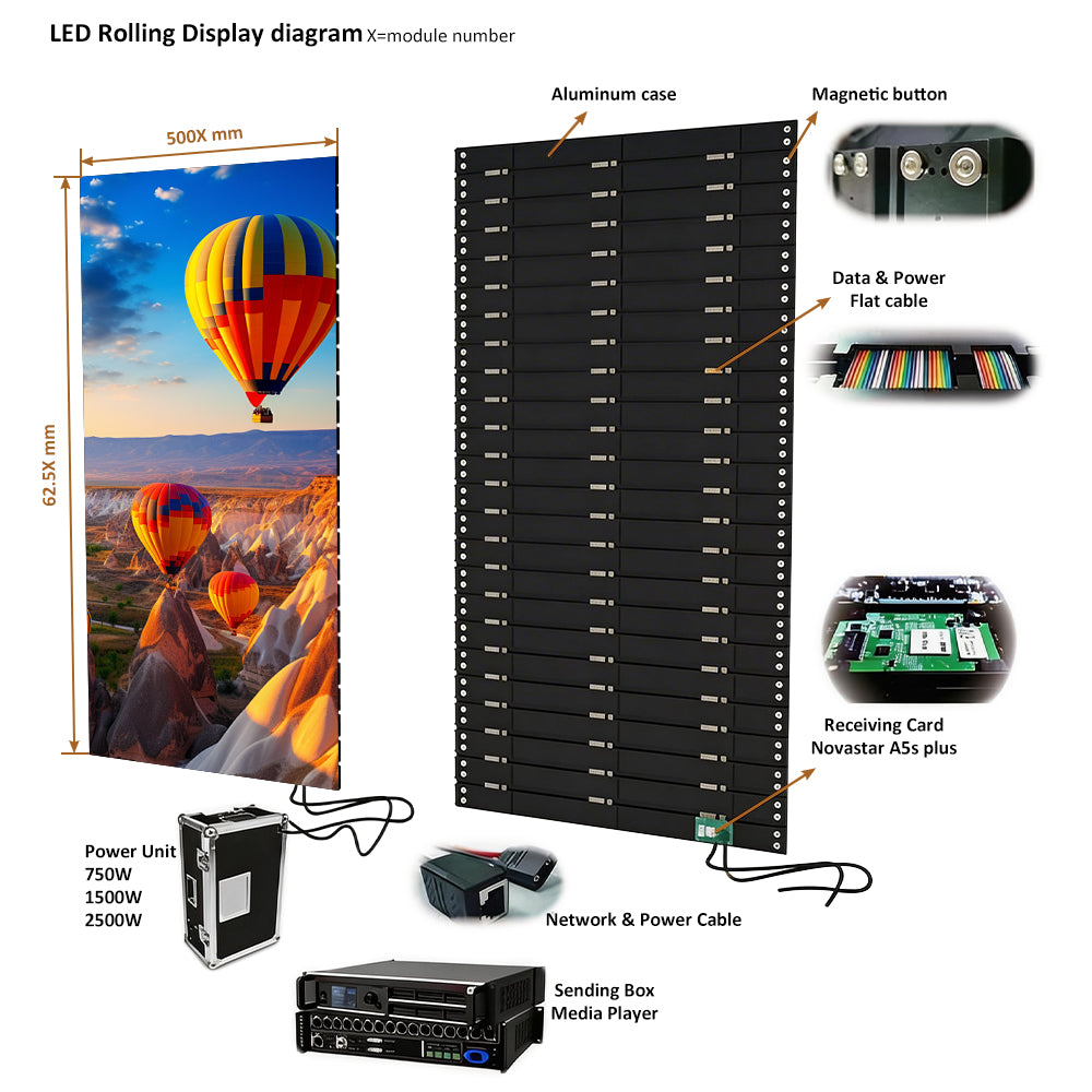 19.68FT by 9.84FT (6x3 Meters 18SQM) Portable Rolling LED Display Screen P2.604 LED Video Wall Turnkey