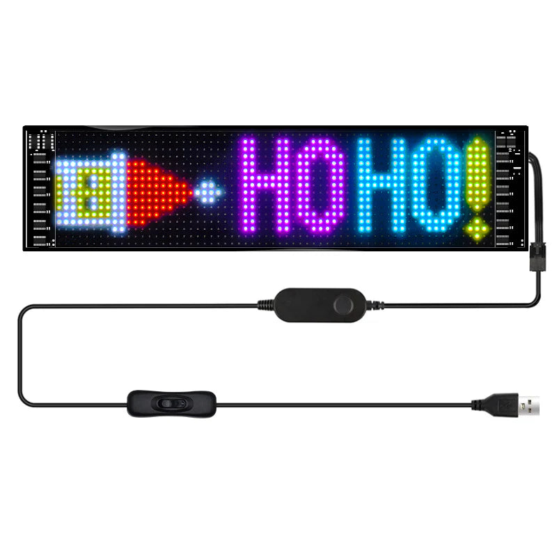 Model 1664 Flexible USB 5V Car LED Sign Bluetooth App Control Display Screen Text Pattern Animation LED sign display for Car Windows, Shop, Bar and Entrance Sign