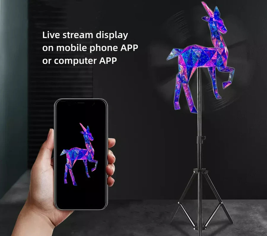 F Series Large 3D Hologram Fan LED Display – 80cm to 100cm (31.5”–39.4”) | High Brightness Holographic Advertising Projector | Fan Only / with Floor Stand / Ceiling Mount (No Housing)