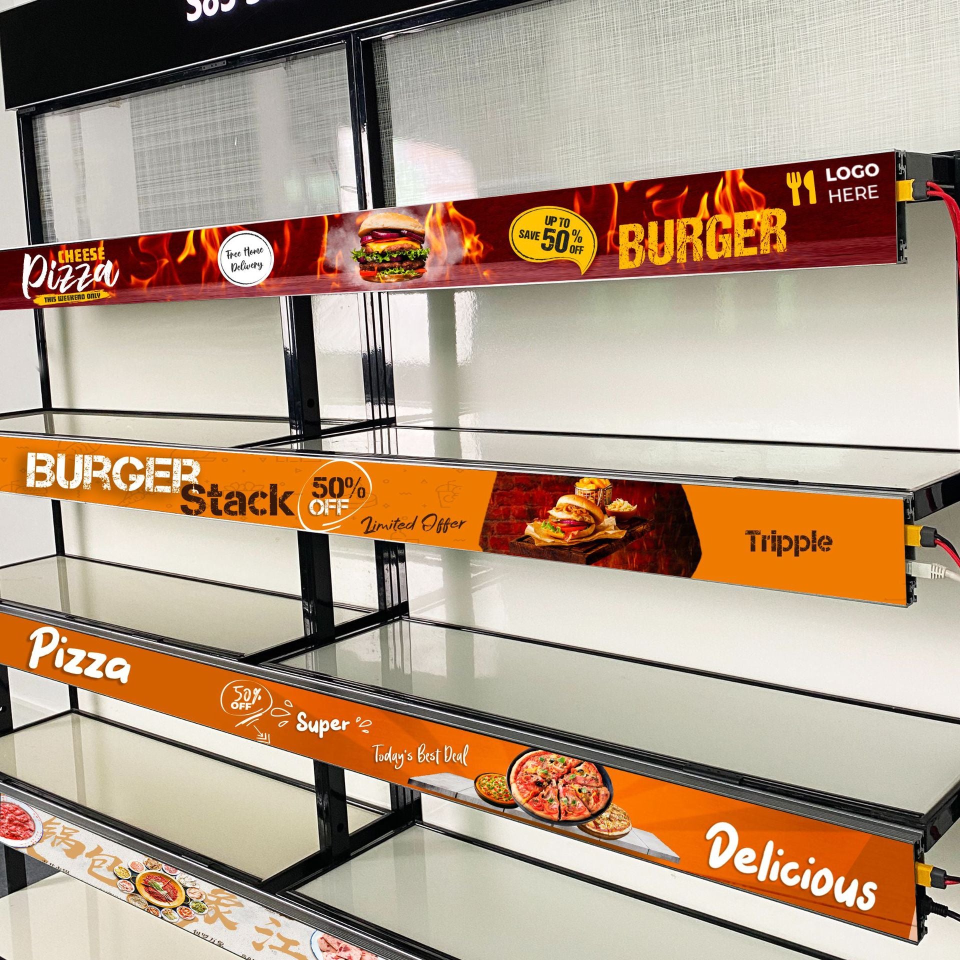12PCS Pack Shelf LED Display Strip P1.25 | P1.875 60mm (2.36'') Tall Digital Price Display for Stores