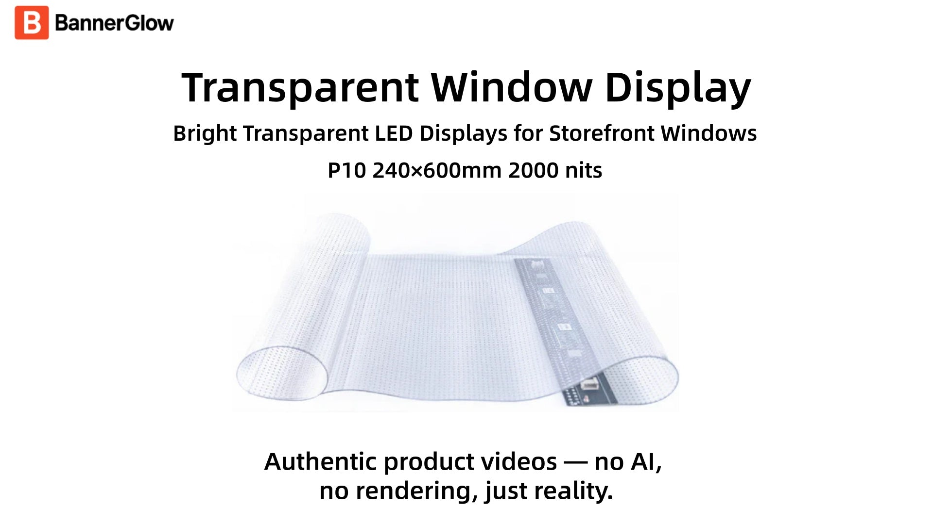 P10 Transparent LED Window Display Demo | 2000 nits High-Brightness Glass Screen | BannerGlow
