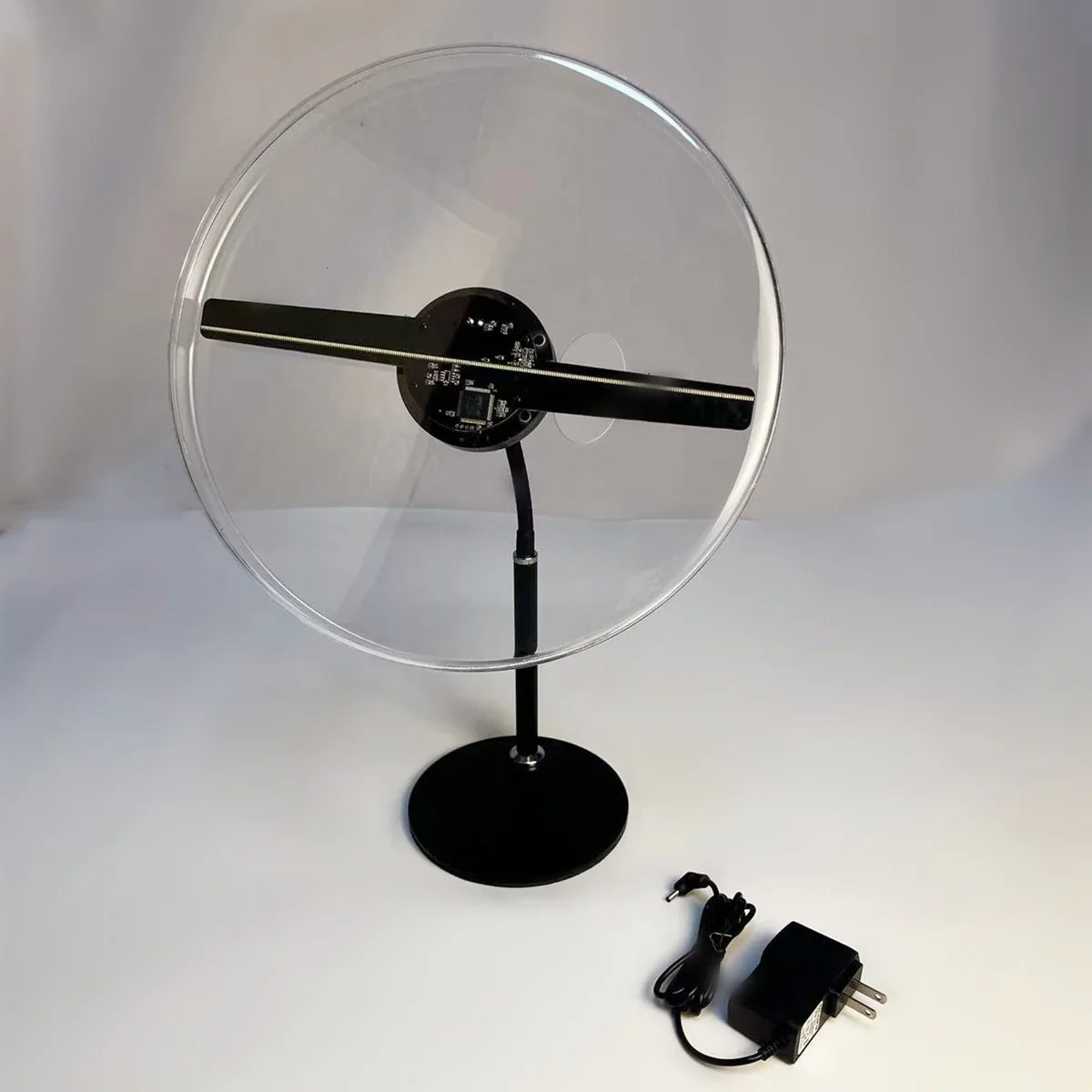FL-S Series | Asynchronous Control | 11cm to 42cm (4.3–16.5 inch) | 3D Holographic Fan | Desktop Stand with Transparent Protective Cover | Store Holographic Display | 2 Blades