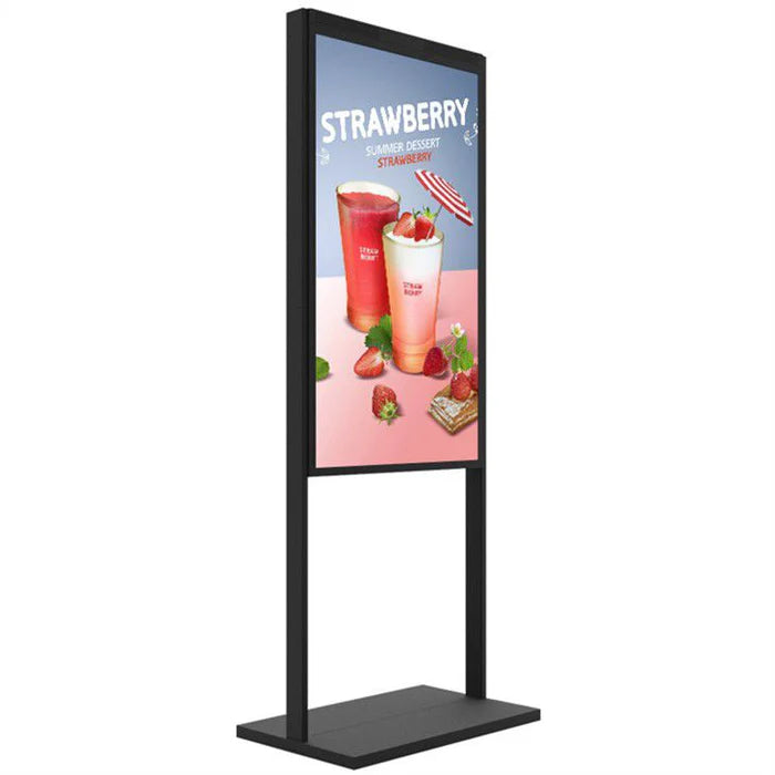 65" Double-Sided High Bright Window LCD Display, 2500nits Front + 700nits Back, Android 2+32G, Non-Touch, Cloud/APP/USB, Hanging/Floor Stand