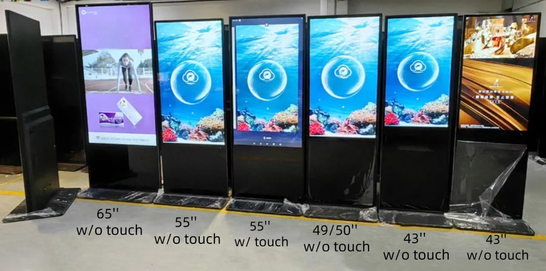 43‘’ Single-Sided Indoor Floor-Standing LCD Digital Poster with Wheel Stand | Android RK3568 2GB+16GB | Non-Touch / Infrared / Capacitive Touch | CMS Preinstalled