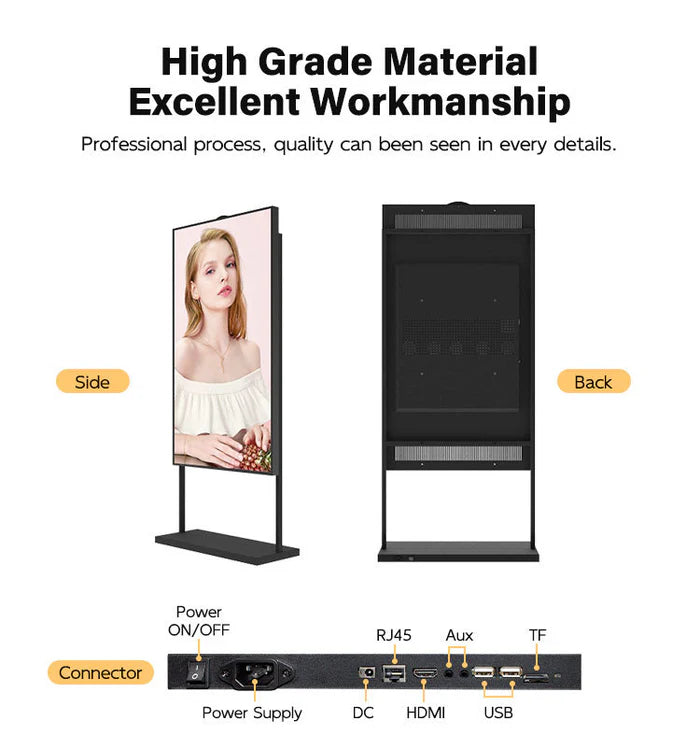 86" Single-Sided 2500nits High Bright Front Window LCD Advertising Display, Android RK3568 2G+32G, Non-Touch, Cloud/APP/USB, Wall-Mount/Floor Stand/Suspended Installation