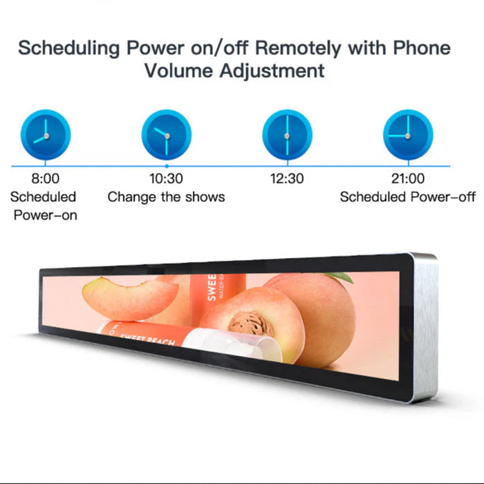 56.6 Inch (1431×160mm  Viewable) Commercial Android Stretched LCD Bar Display | Ultra-Wide Shelf Screen | Cloud / USB / Mobile App