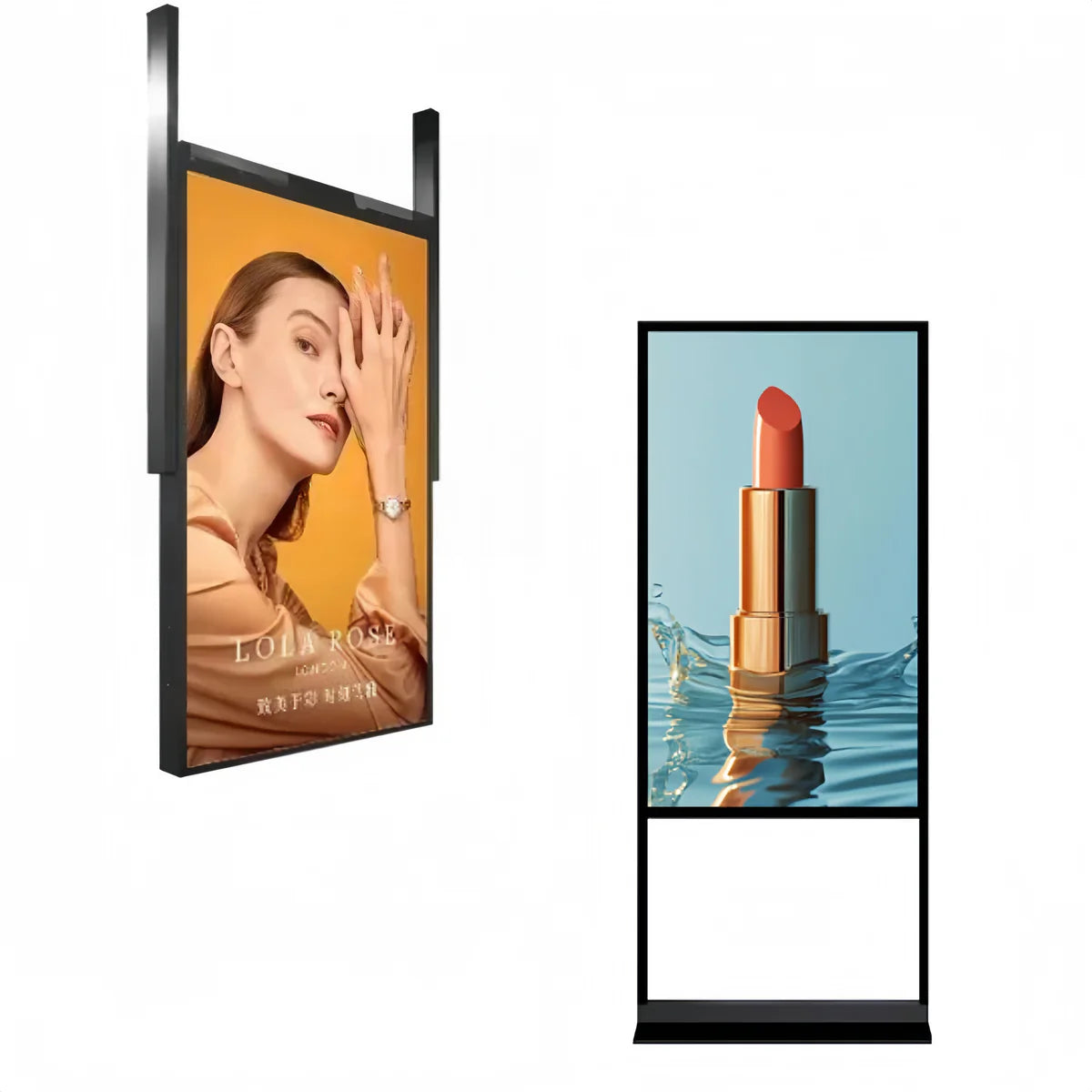 65" Double-Sided High Bright Window LCD Display, 2500nits Front + 700nits Back, Android 2+32G, Non-Touch, Cloud/APP/USB, Hanging/Floor Stand