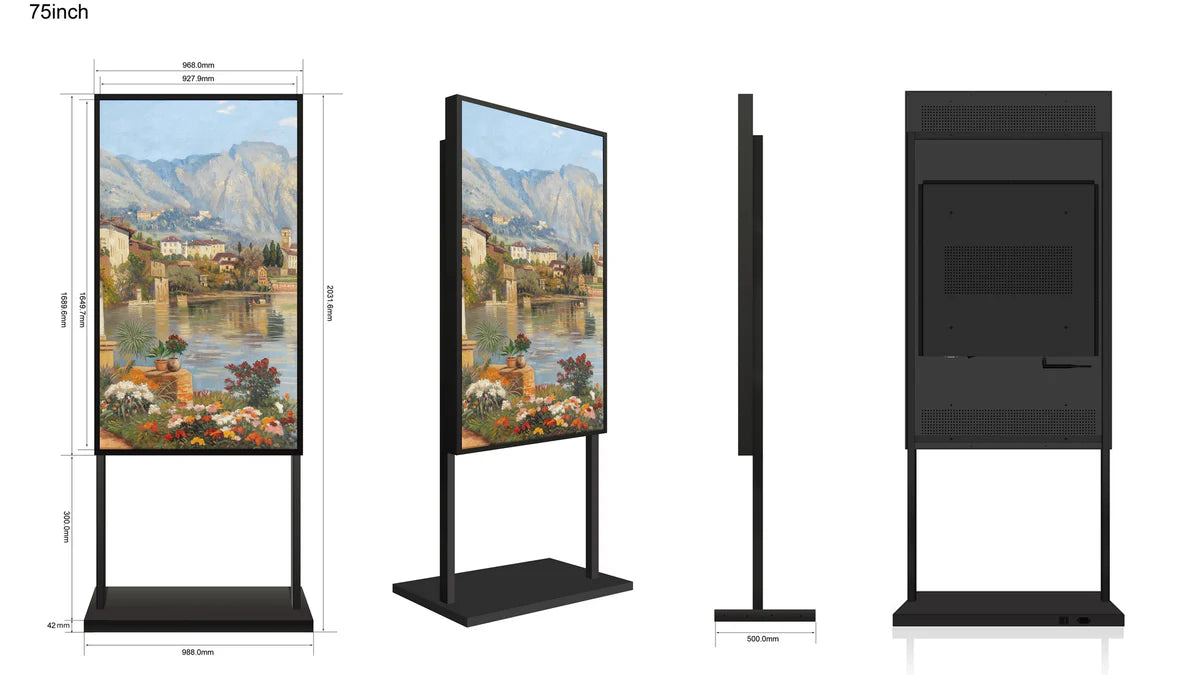 75" Single-Sided 2500nits High Bright LCD Window Display Advertising Monitor, Android RK3568 2G+32G, Non-Touch, Cloud/APP/USB, Wall-Mount/Floor Stand/Suspended Installation