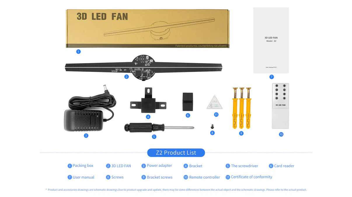 FL-S Series | Cloud Control (AS) | 42cm (16.5 inch) | 3D Holographic Fan | 2-Pack Fans with Outdoor Double-Sided Mounting Bracket | 3D Advertising Holographic Fan | 2 Blades