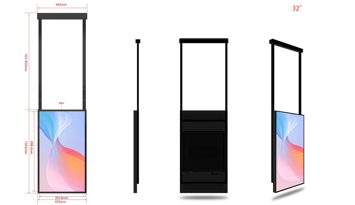 32" Single-Sided 2500nits High Bright LCD Window Advertising Display, Android RK3568 2G+32G, Non-Touch, Cloud/APP/USB, Wall-Mount/Floor Stand/Suspended Installation