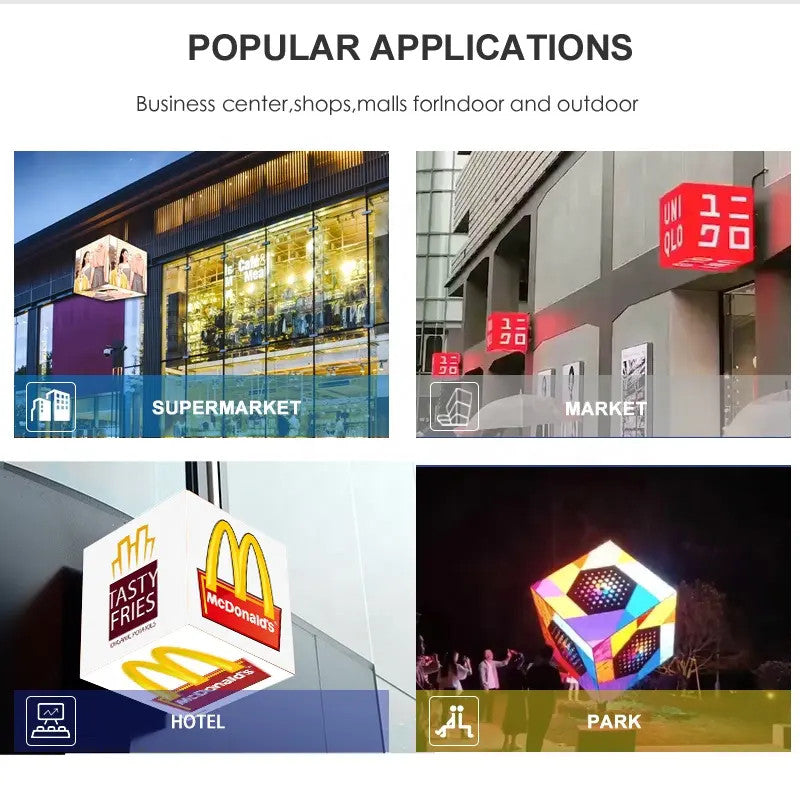 5 Faces (320x320 mm) Cube LED Display P2.5 (2.5mm Pixel Pitch) Outdoor Waterproof Cubic Screen