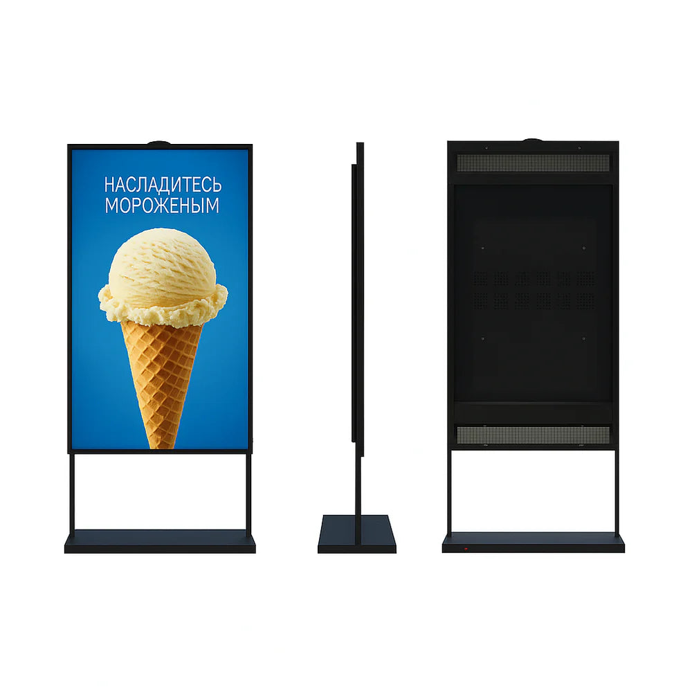 55" Single-Sided 2500nits High Bright Window LCD Poster Display, Android RK3568 2G+32G, Non-Touch, Cloud/APP/USB, Wall-Mount/Floor Stand/Suspended Installation