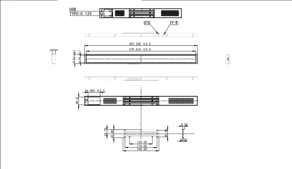 23.1 Inch (579.5×37mm Viewable) Android Stretched LCD Bar Shelf Display | Ultra-Wide Digital Signage Screen | Cloud / Mobile / USB Content Upload