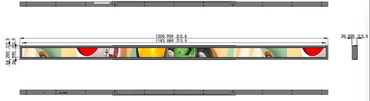 47.1 Inch (1209×50mm Viewable) Commercial Android Stretched LCD Bar Display | Ultra-Wide Digital Shelf Screen / USB / App Control