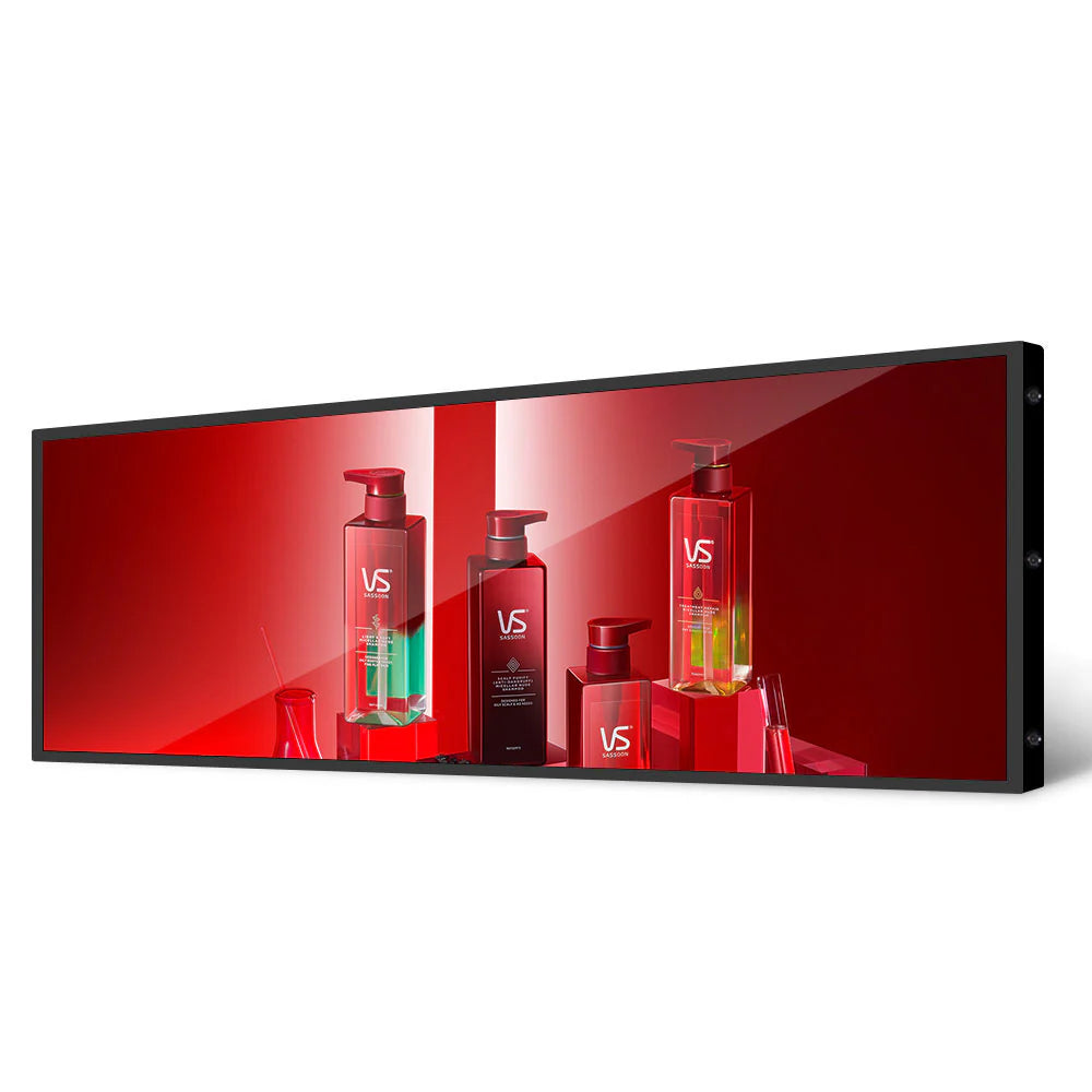 65.7 Inch (1650×255.2mm Viewable) Commercial Stretched LCD Bar Display | Ultra-Wide Android Shelf Screen | Cloud / USB / Mobile Playback