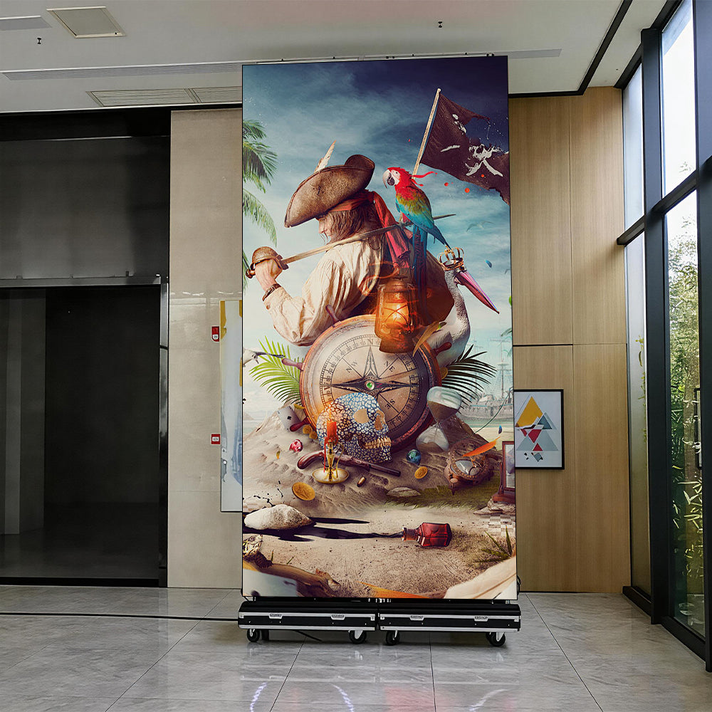 BP-M Series Foldable LED Standee | 1×4m Indoor Display Kit | P3.9mm | Remote Control + Rolling Case Solution
