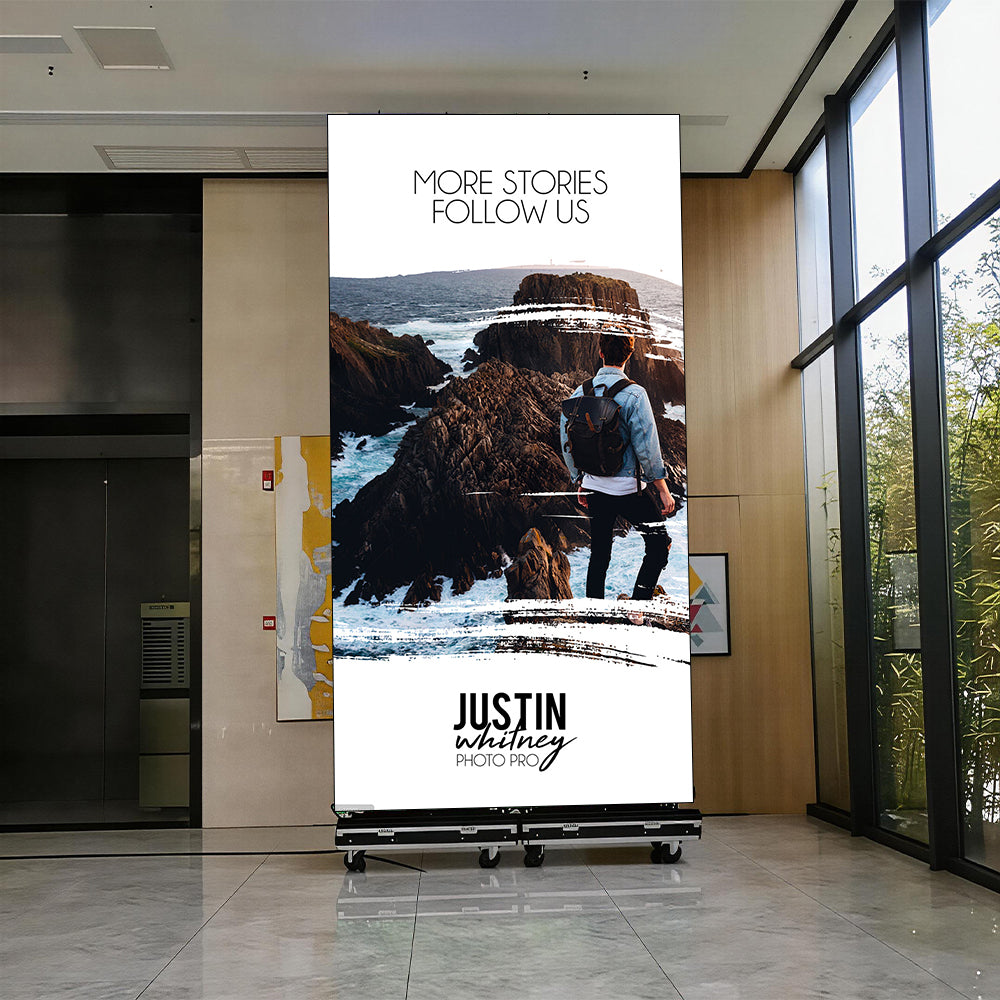 BP-M Series Foldable LED Standee | 1×4m Indoor Display Kit | P3.9mm | Remote Control + Rolling Case Solution