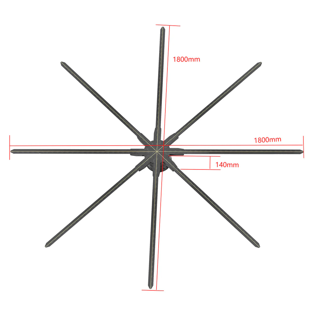 FL-L Series | Cloud Control (AS) | 130cm to 196cm (51.2–77.2 inch) | 3D Holographic Fan | Fan Only / Dual-Pole Mobile Stand | 3D Advertising Holographic Fan | 8 Blades