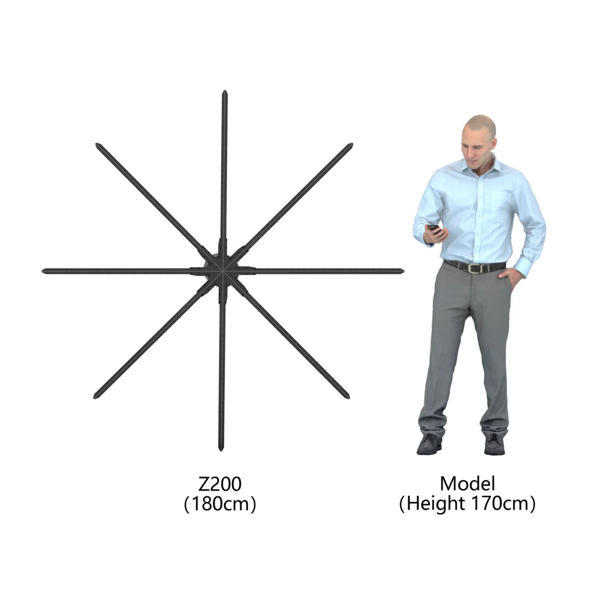 FL-L Series | Cloud Control (AS) | 130cm to 196cm (51.2–77.2 inch) | 3D Holographic Fan | Fan Only / Dual-Pole Mobile Stand | 3D Advertising Holographic Fan | 8 Blades