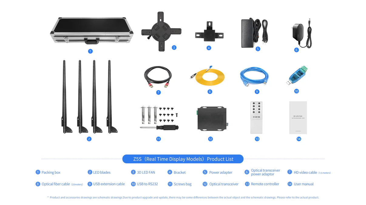 FL-M Series | Synchronous Control | 65cm to 100cm (25.6–39.4 inch) | 3D Holographic Fan | Fan Only / Fan with Tripod Floor Stand / Ceiling Mount | Digital Signage Holographic | 4 Blades