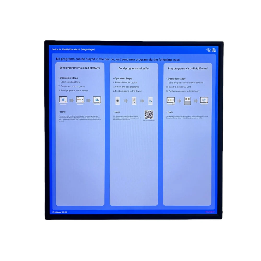 SQ Series 19.2 Inch (345×345mm Viewable) 1:1 Square Monitor LCD Display Screen, Cloud / APP / USB Disk Content Upload