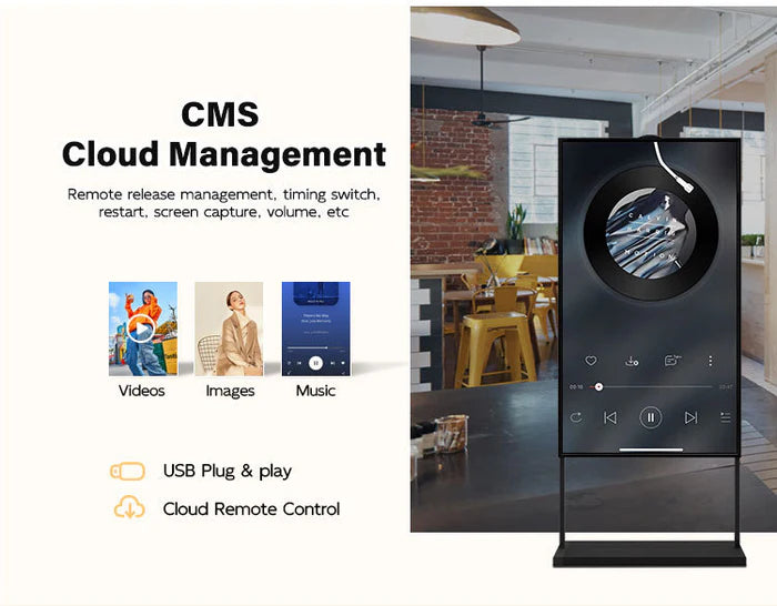 86" Single-Sided 2500nits High Bright Front Window LCD Advertising Display, Android RK3568 2G+32G, Non-Touch, Cloud/APP/USB, Wall-Mount/Floor Stand/Suspended Installation