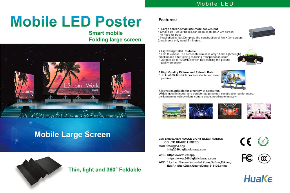 BP-M Series Foldable LED Standee | 1×2.25m All-in-One Rolling Case | P3.9mm Indoor | Remote Liftable LED Display Kit