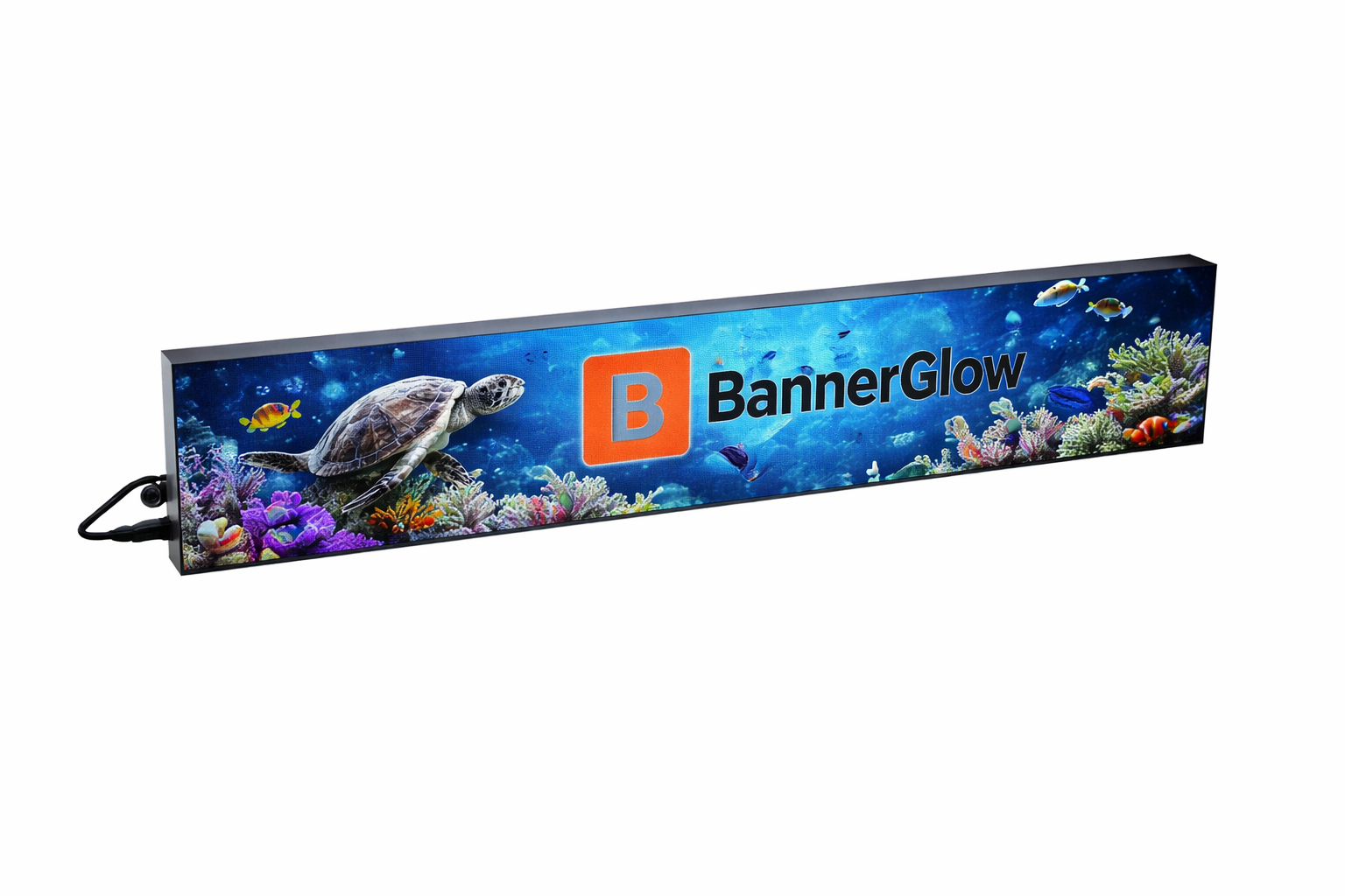 BL-S Series Frameless LED Shop Signage – P1.86 · 160×960mm | Mirror Finish LED Screen, Seamless with Modern Shop Décor