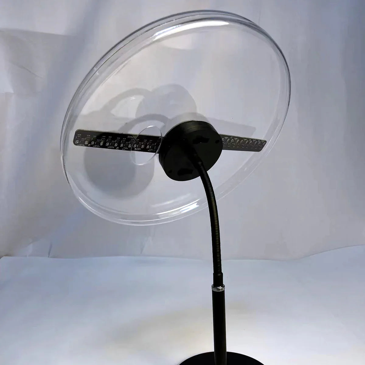FL-S Series | Asynchronous Control | 11cm to 42cm (4.3–16.5 inch) | 3D Holographic Fan | Desktop Stand with Transparent Protective Cover | Store Holographic Display | 2 Blades