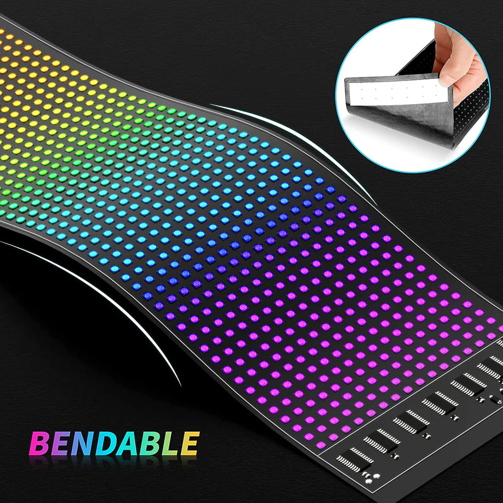 Model 1632 Flexible USB 5V Car LED Sign Bluetooth App Control Display Screen Text Pattern Animation LED sign display for Car Windows, Shop, Bar and Entrance Sign
